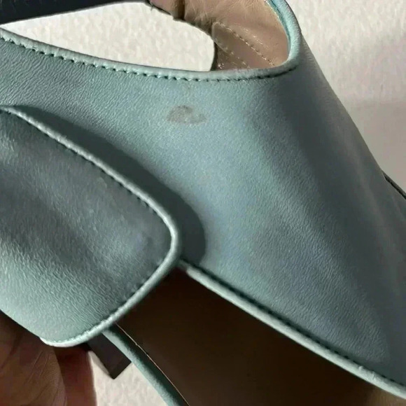 Furla Leather Open Toe Mint Green Slingback Heel Sandal Size 7 - Picture 8 of 8